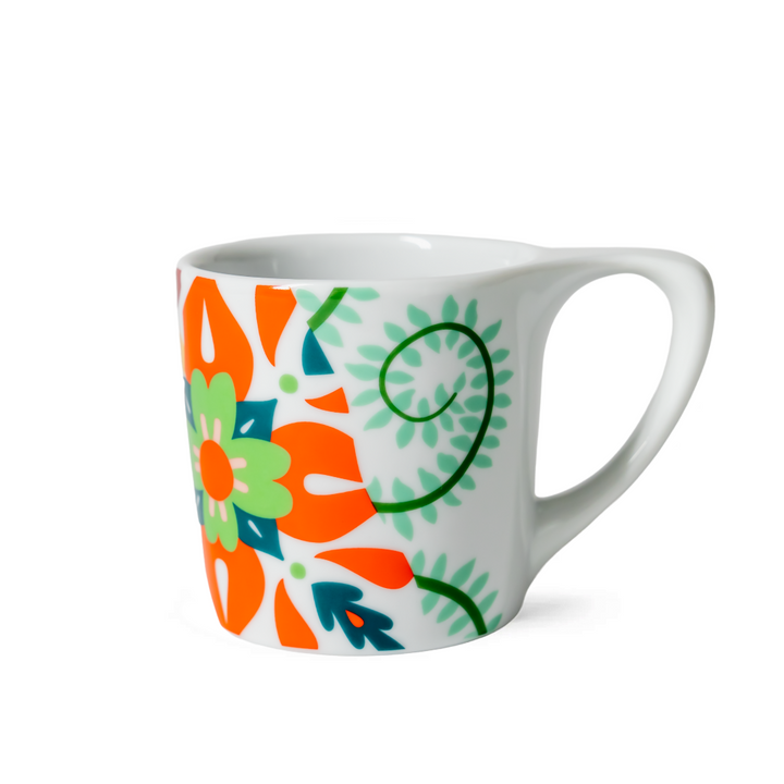 Lino Mug - Limited Edition White — ceramic, white base, colorful hand-drawn line pattern