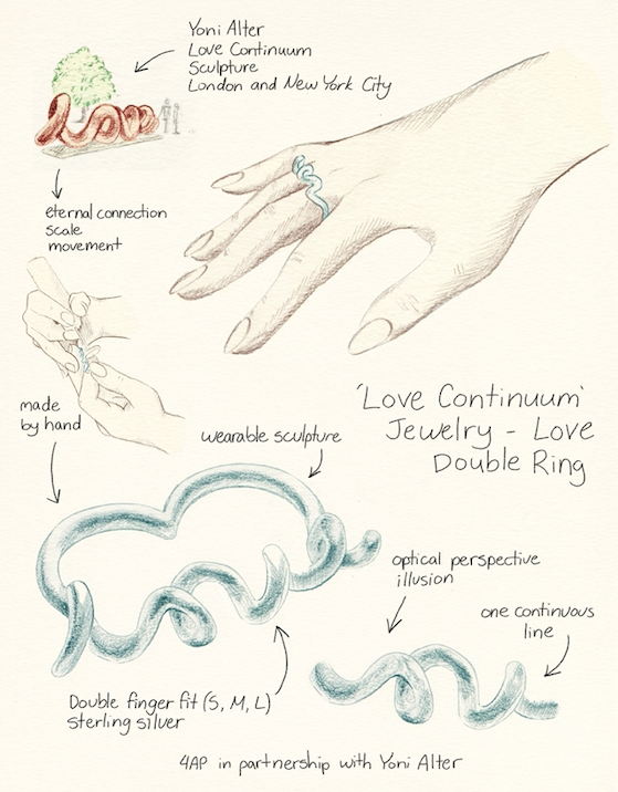 Love Double Ring · Sterling Silver — sterling silver, sculptural LOVE motif double ring