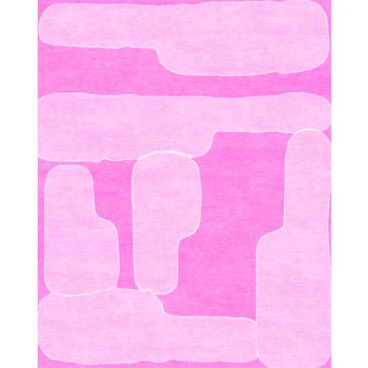 Abstract design with white shapes on a pink background
