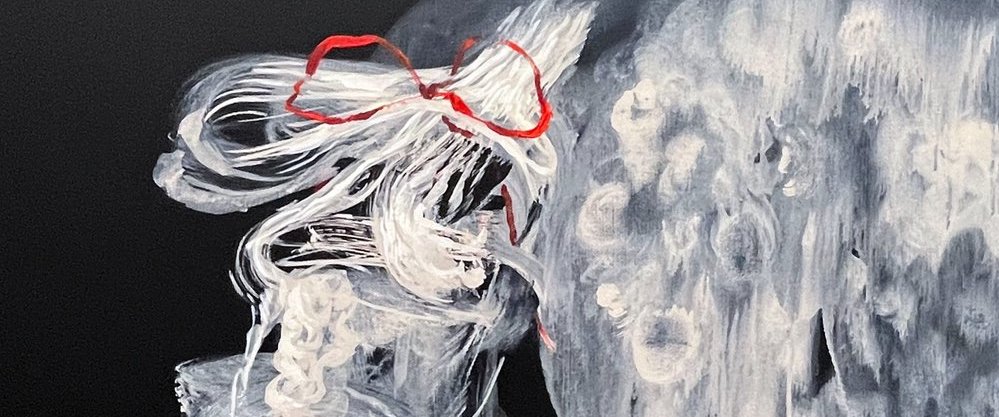Suzy Spence expressionist artwork featuring equestrian themes and layered feminine compositions