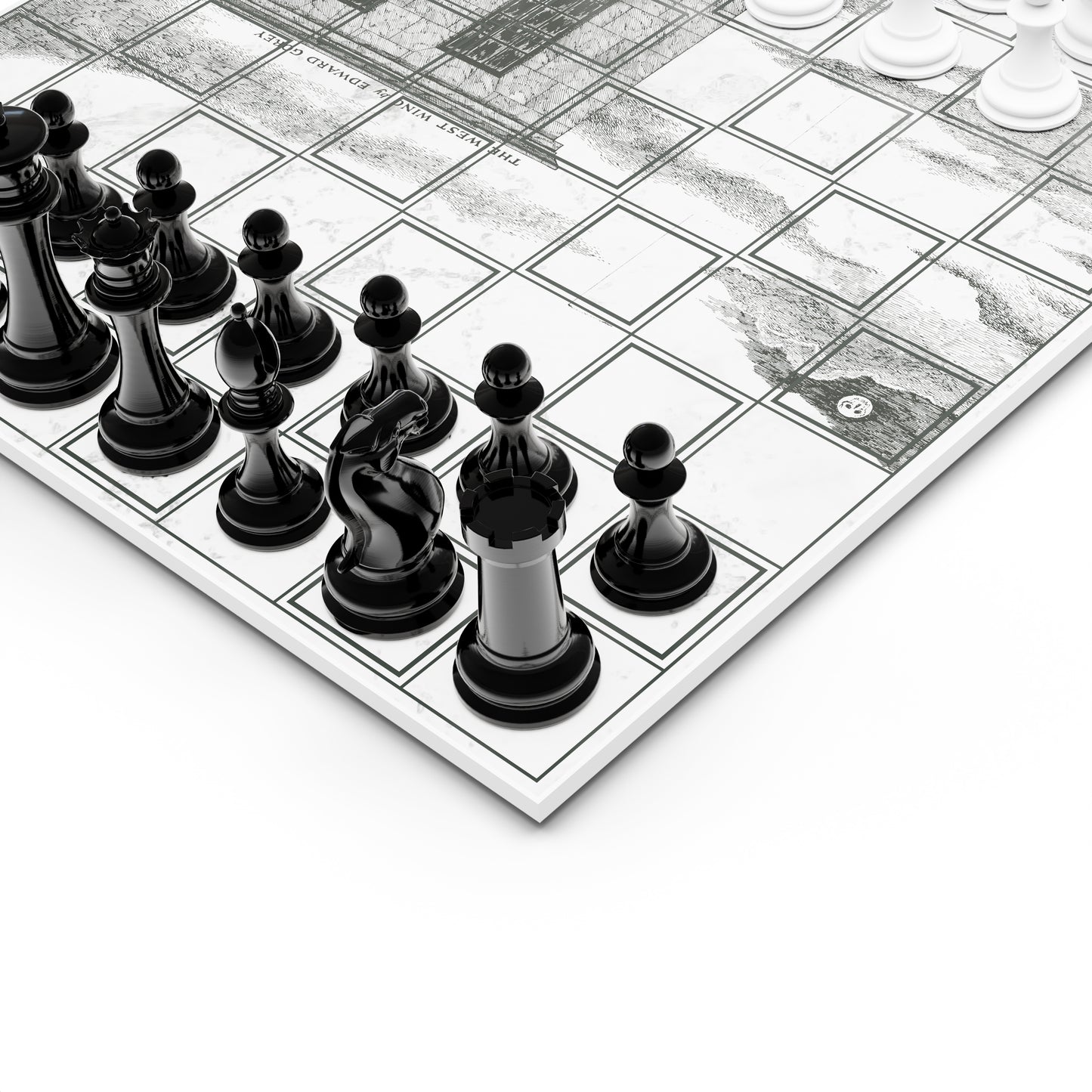 Gorey White Marble Charater Chessboard