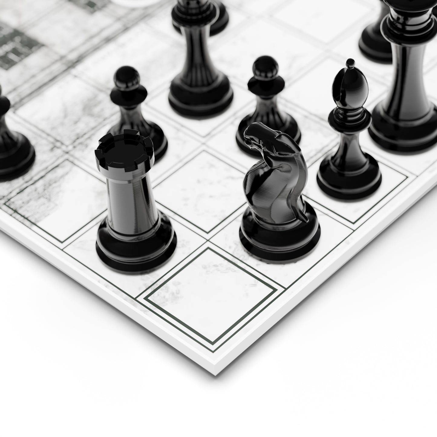 Gorey White Marble Charater Chessboard