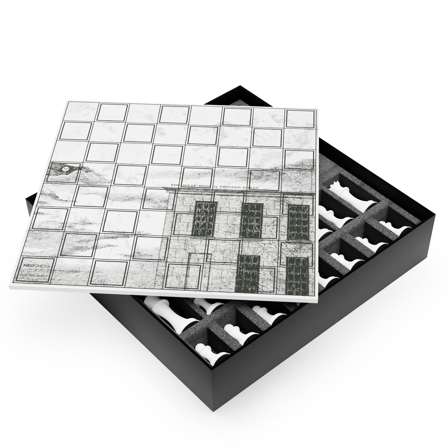 Gorey White Marble Charater Chessboard