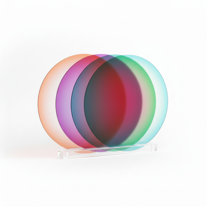 Colorful placemats with concentric rings on a white background