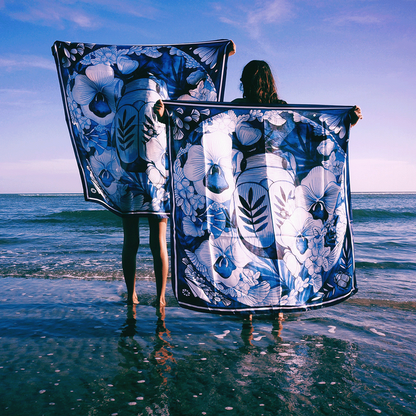 botanical silk scarf lifestyle