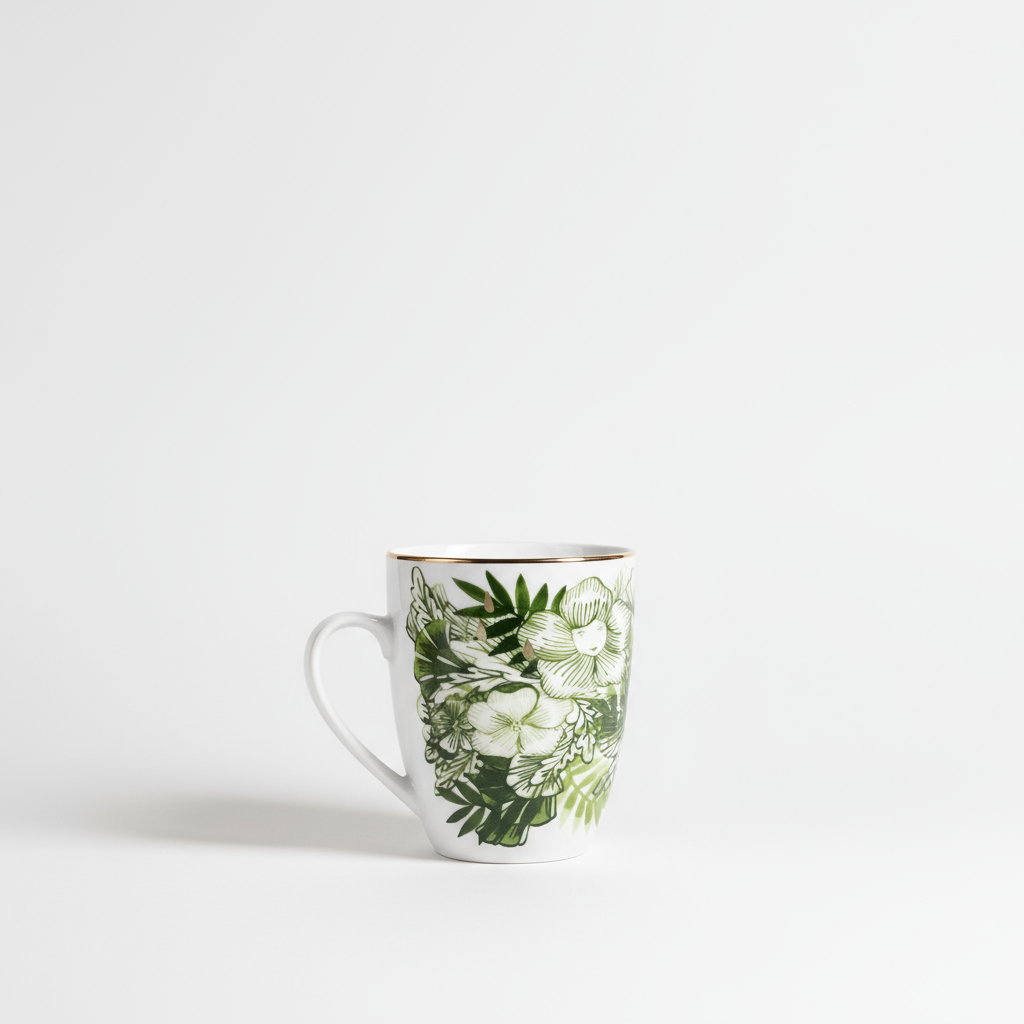 Mug with floral design on a white background