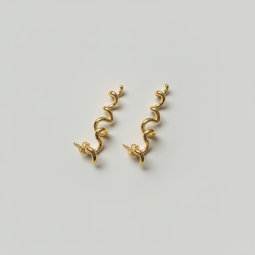 Love Earrings - Gold Plated — 18-carat gold plated sterling silver, spiral LOVE motif earrings