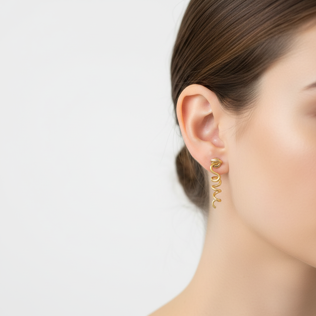 Love Earrings - Gold Plated — 18-carat gold plated sterling silver, spiral LOVE motif earrings